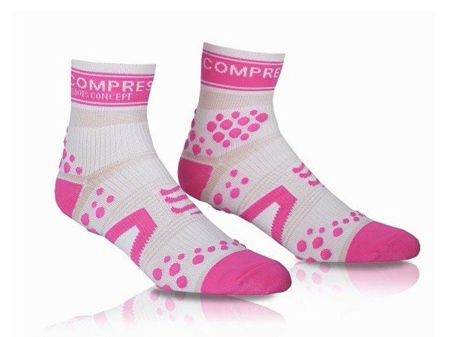 Bežecké ponožky Compressport Racing Run Socks V2 white pink