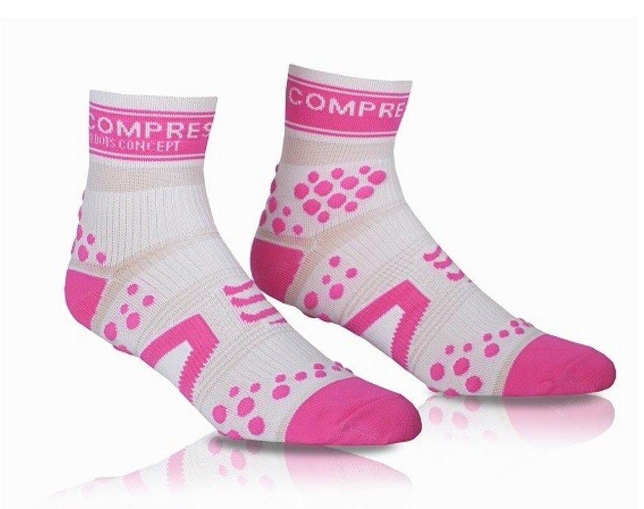 Bežecké ponožky Compressport Racing Run Socks V2 white pink