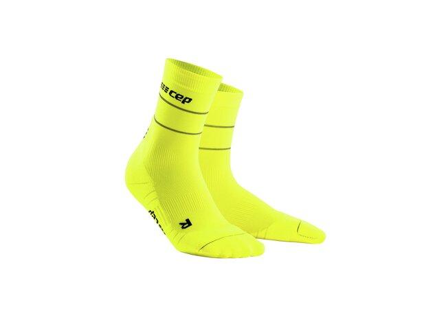 Bežecké ponožky CEP The Run Mid Cut Reflective Socks men neon yellow