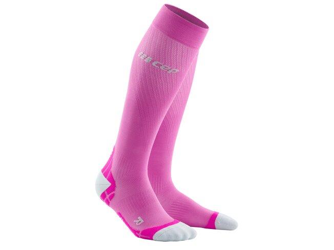 Kompresné podkolienky CEP Run Ultralight Socks women pink grey