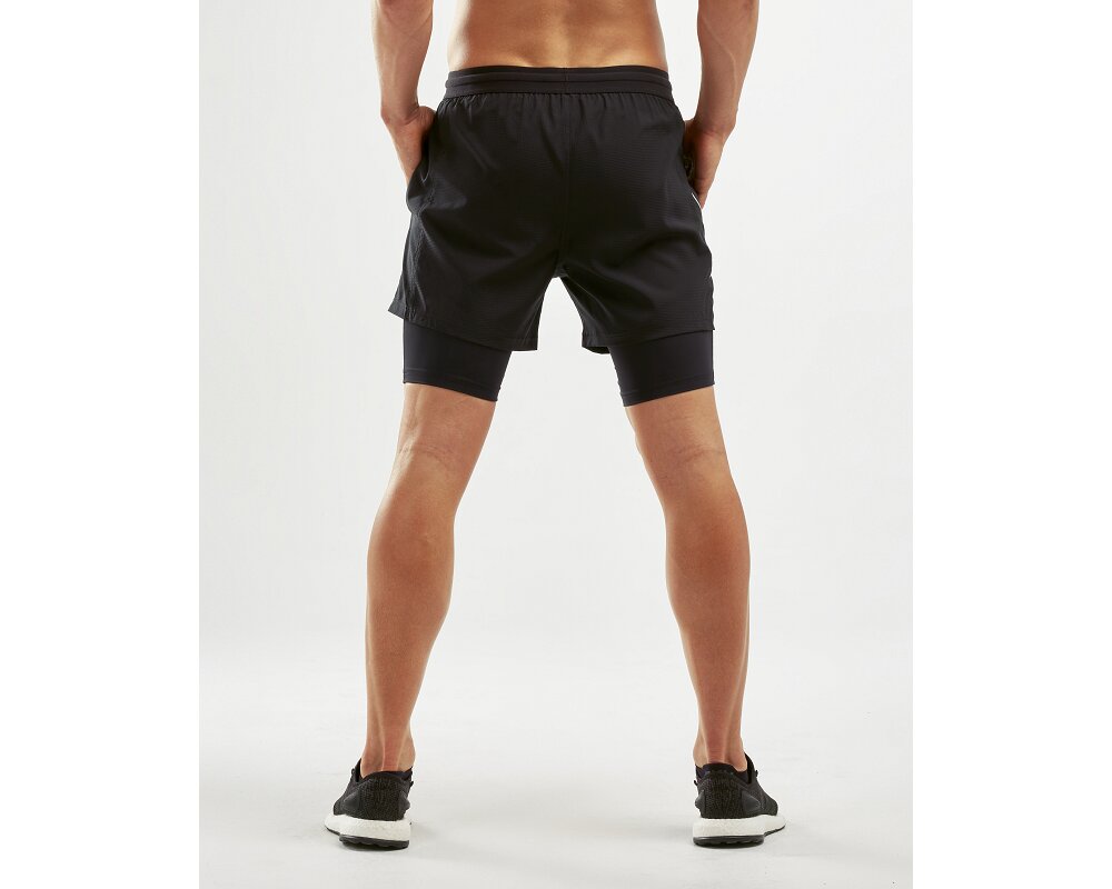 2XU xVent 5 Inch 2 in 1 Compression Shorts men black BEZECKEPOTREBY.sk