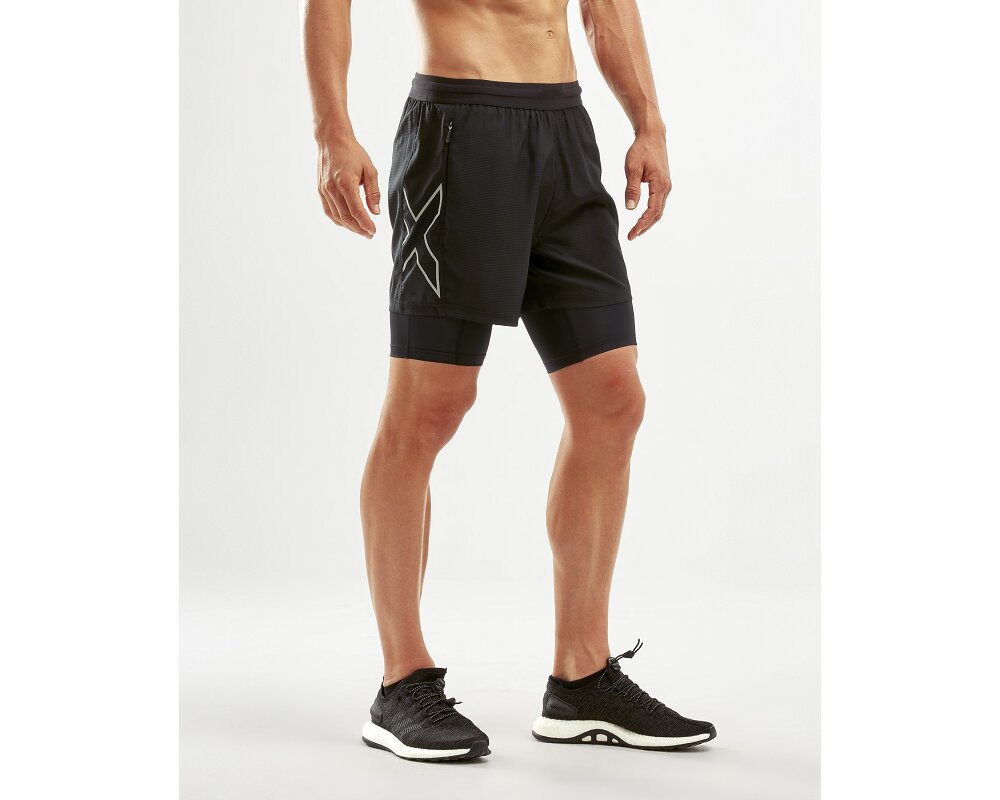 2XU xVent 5 Inch 2 in 1 Compression Shorts men black BEZECKEPOTREBY.sk